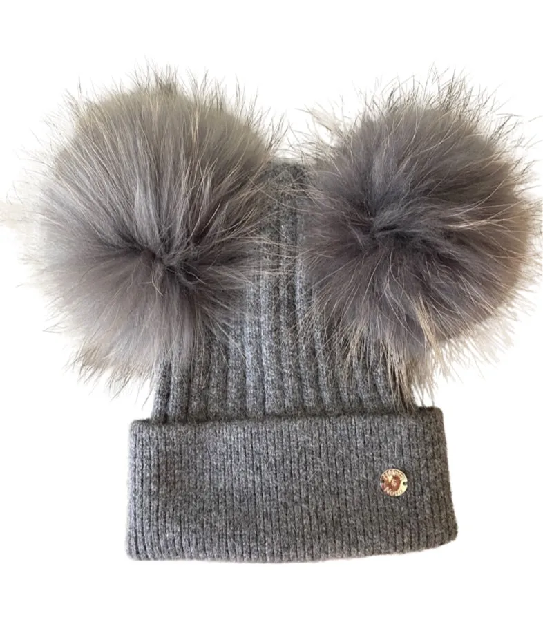 Adults Classic Double PomPom Dark Grey