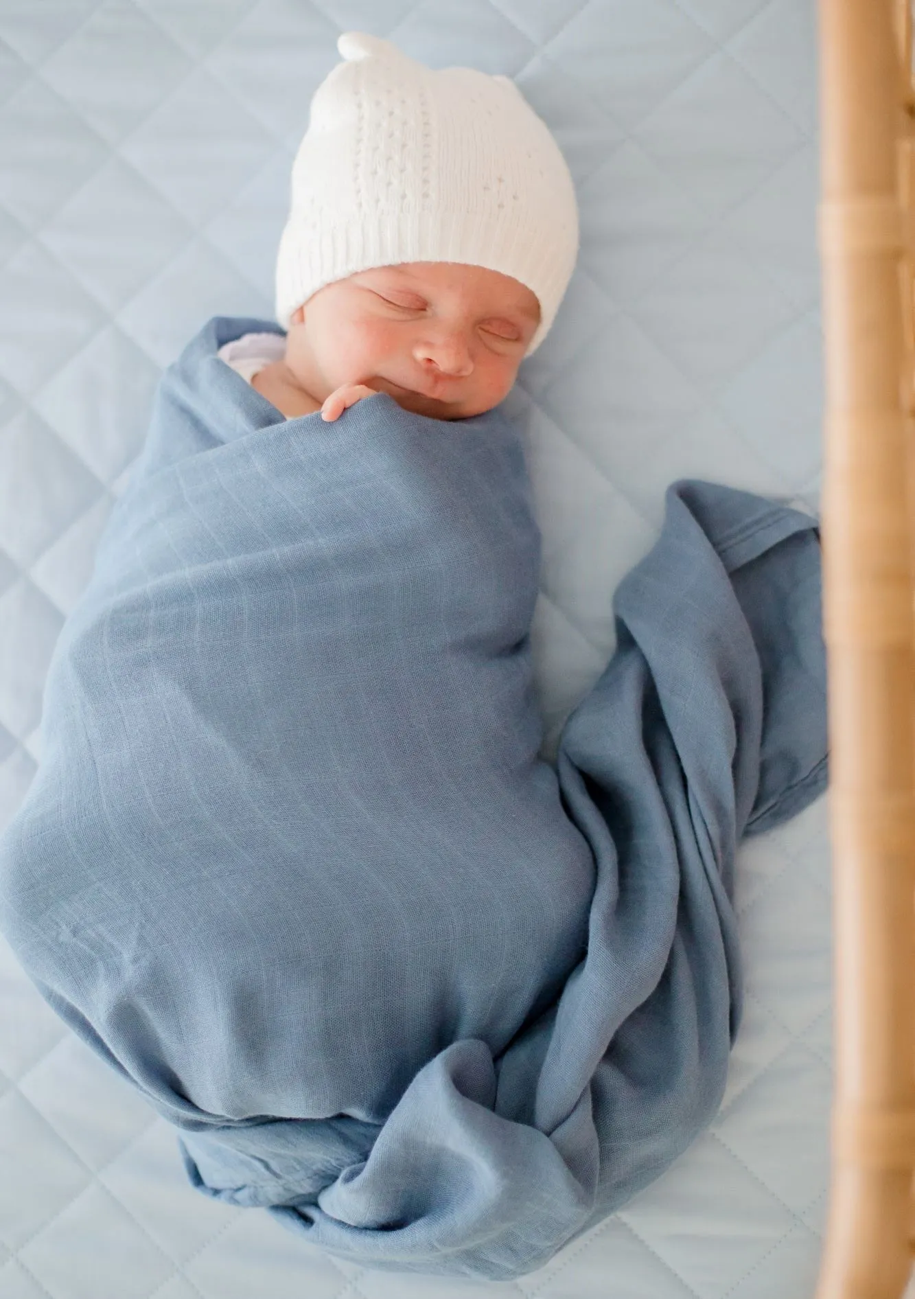 Bambella Designs Bamboo Cotton Muslin Swaddle Wrap - Storm