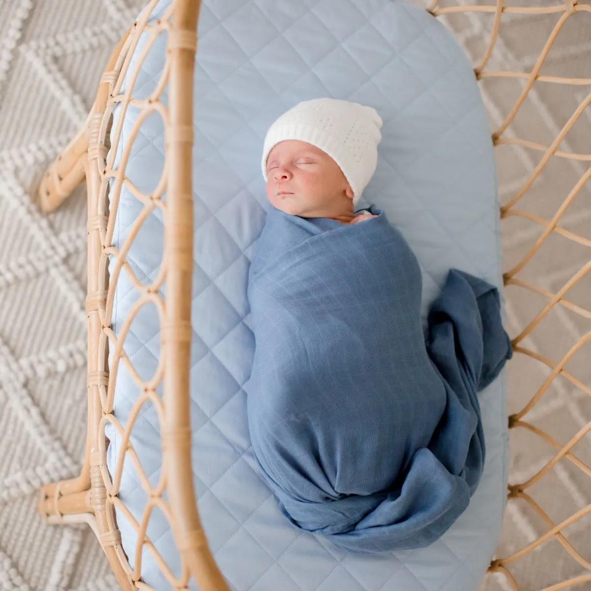 Bambella Designs Bamboo Cotton Muslin Swaddle Wrap - Storm