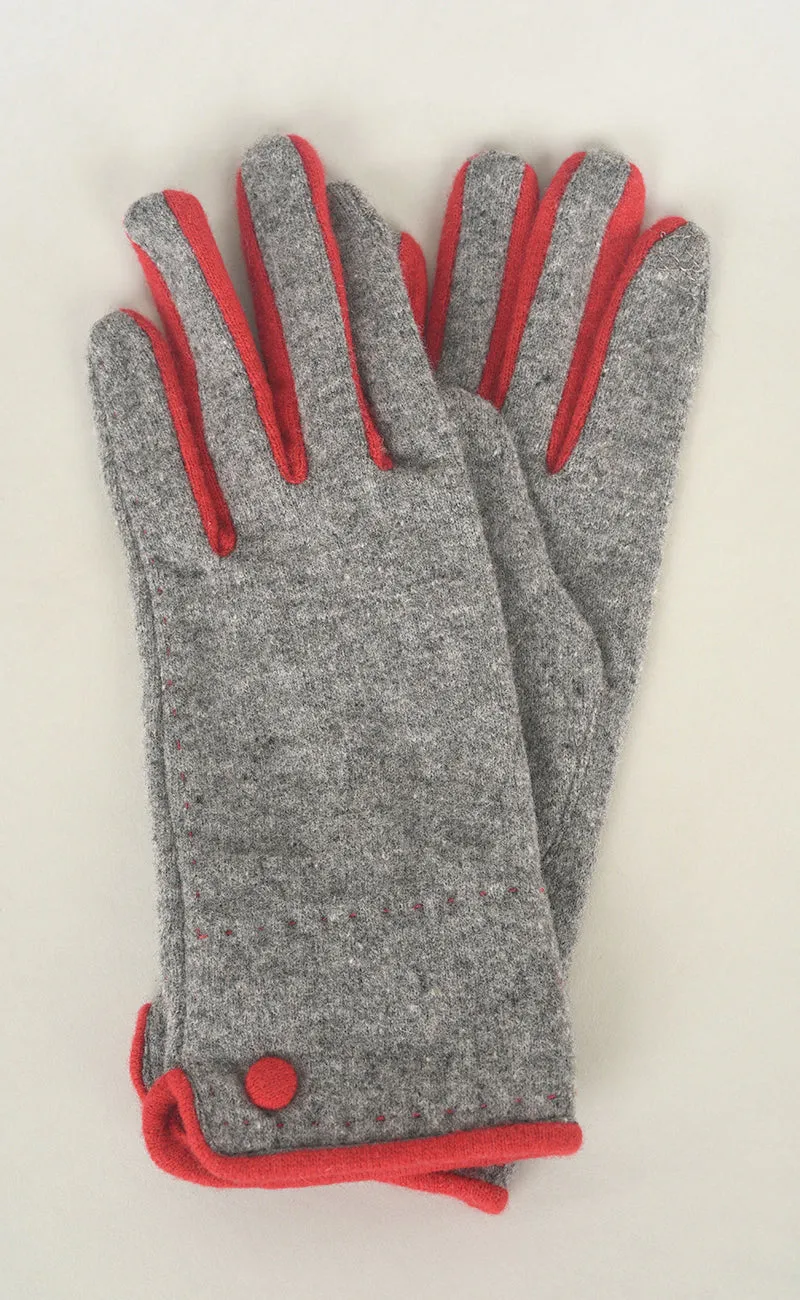 Bicolor Knit Wool/Cashmere Glove, Gris