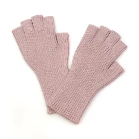 Blush Ribbed Fingerless Gloves