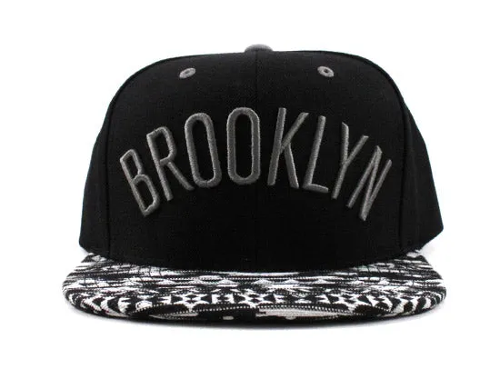 Brooklyn Nets Mitchell & Ness Strapback Hats (Black White Gray)