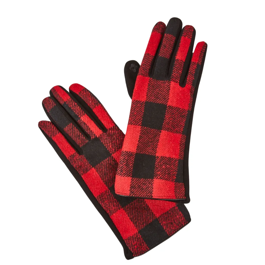 Buffalo Plaid Patterned Long Gloves