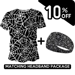 BUNDLE - Spider Web Halloween Running T-Shirt & Headband