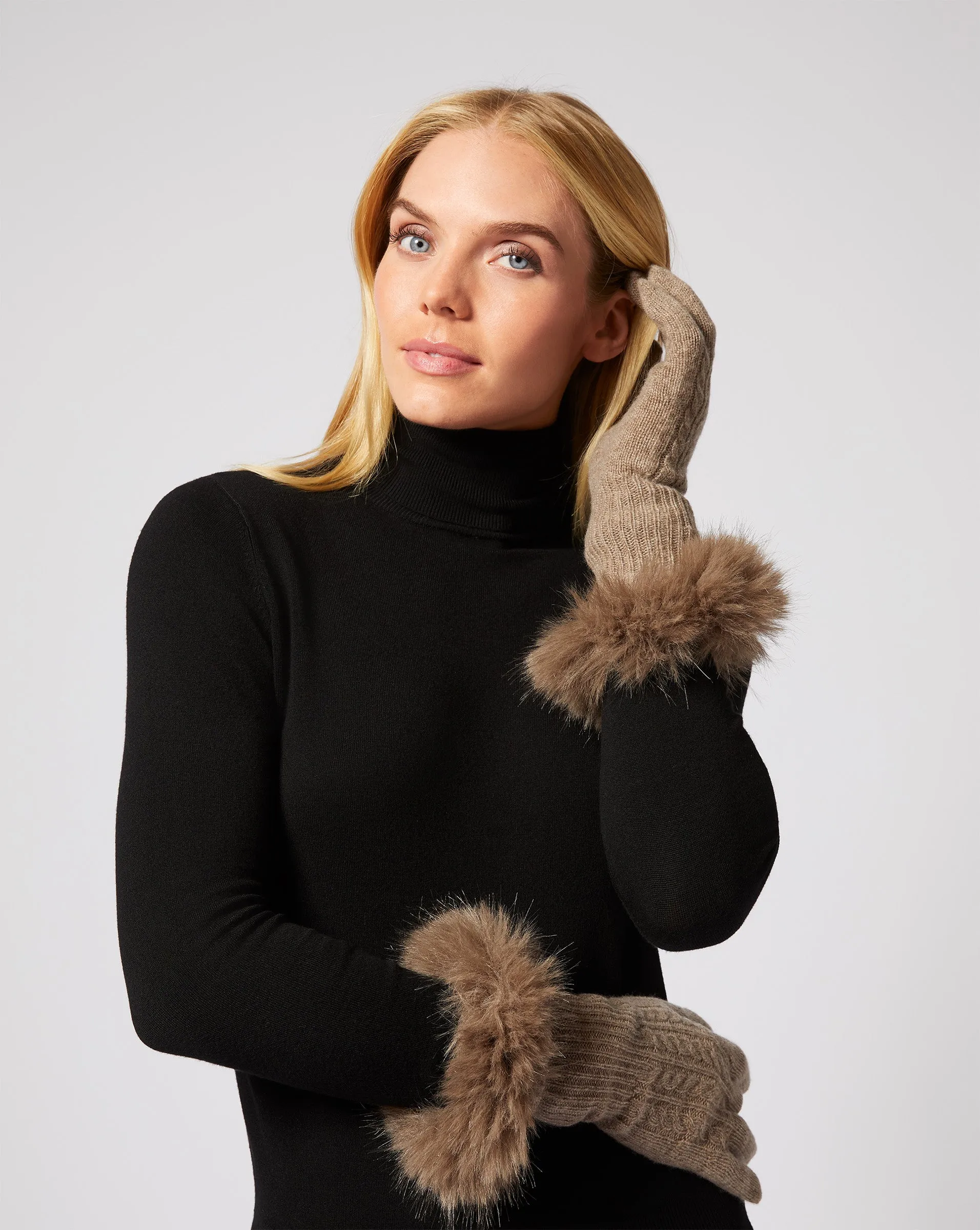 Cashmere & Fox Faux Fur Glove