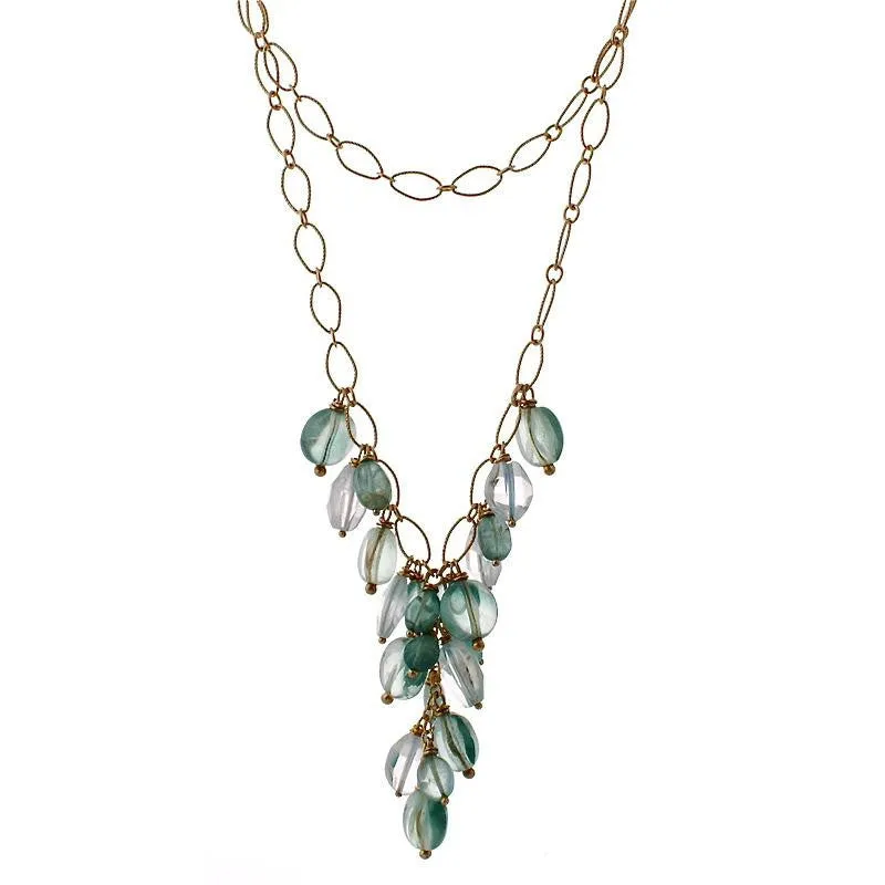 Delicate Chain with Aquamarine and Apatite Gemstones