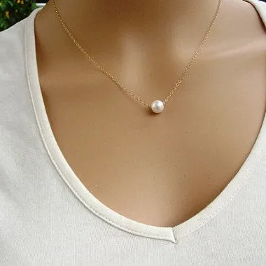 Delicate Pearl Collarbone Necklace Chain