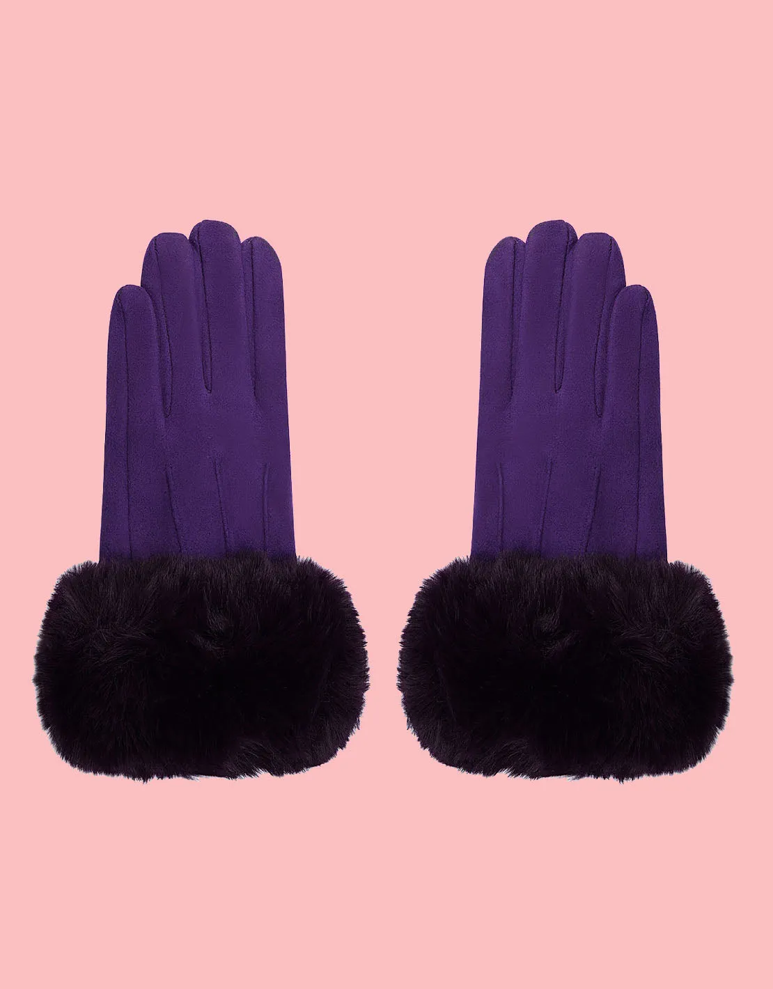 Faux fur trim gloves