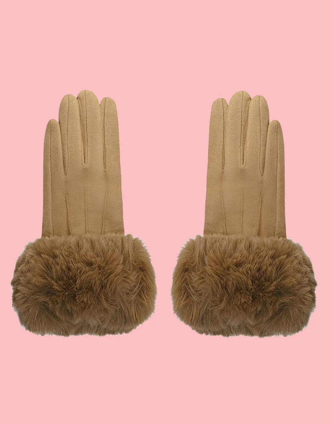 Faux fur trim gloves