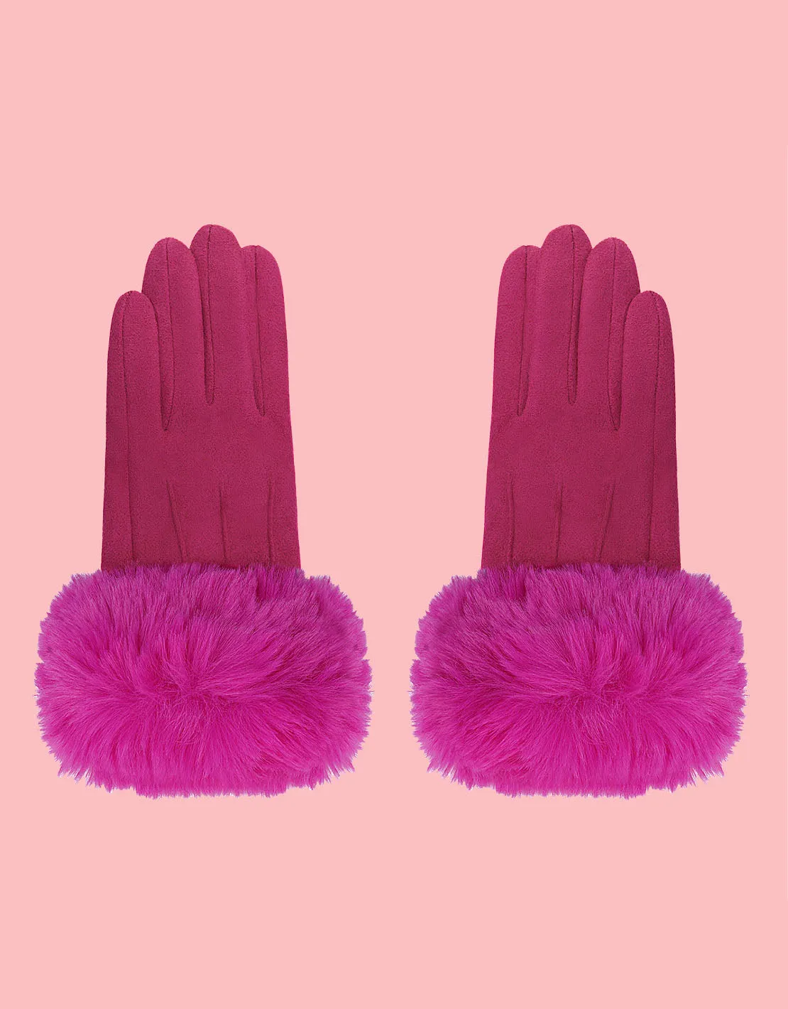 Faux fur trim gloves