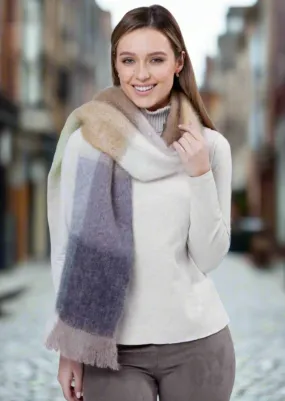 Foxford Giant Mohair Scarf | White Mink