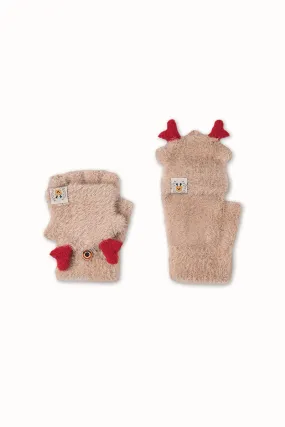 Fuzzy Christmas Fingerless Gloves with Flip-Top