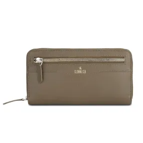 Genuine Leather Zip Around Women's Wallet - Stylish, Multi-Compartment | Olive Green | For Daily Use