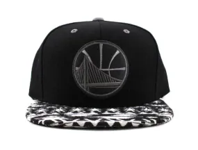 Golden State Warriors Mitchell & Ness Strapback Hats (Black White Gray)