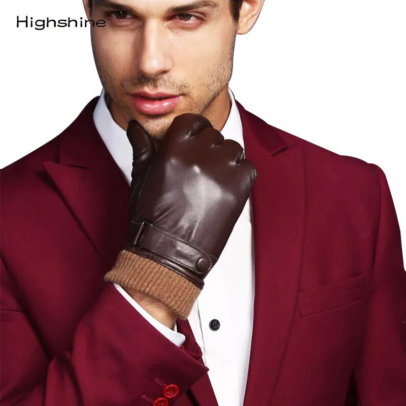 HighShine Men's Luxury Italian Goatskin Leather Gloves Wool Lined Soft leather Driving Gloves For Men