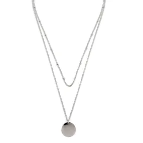 Layered Circle Necklace Silver