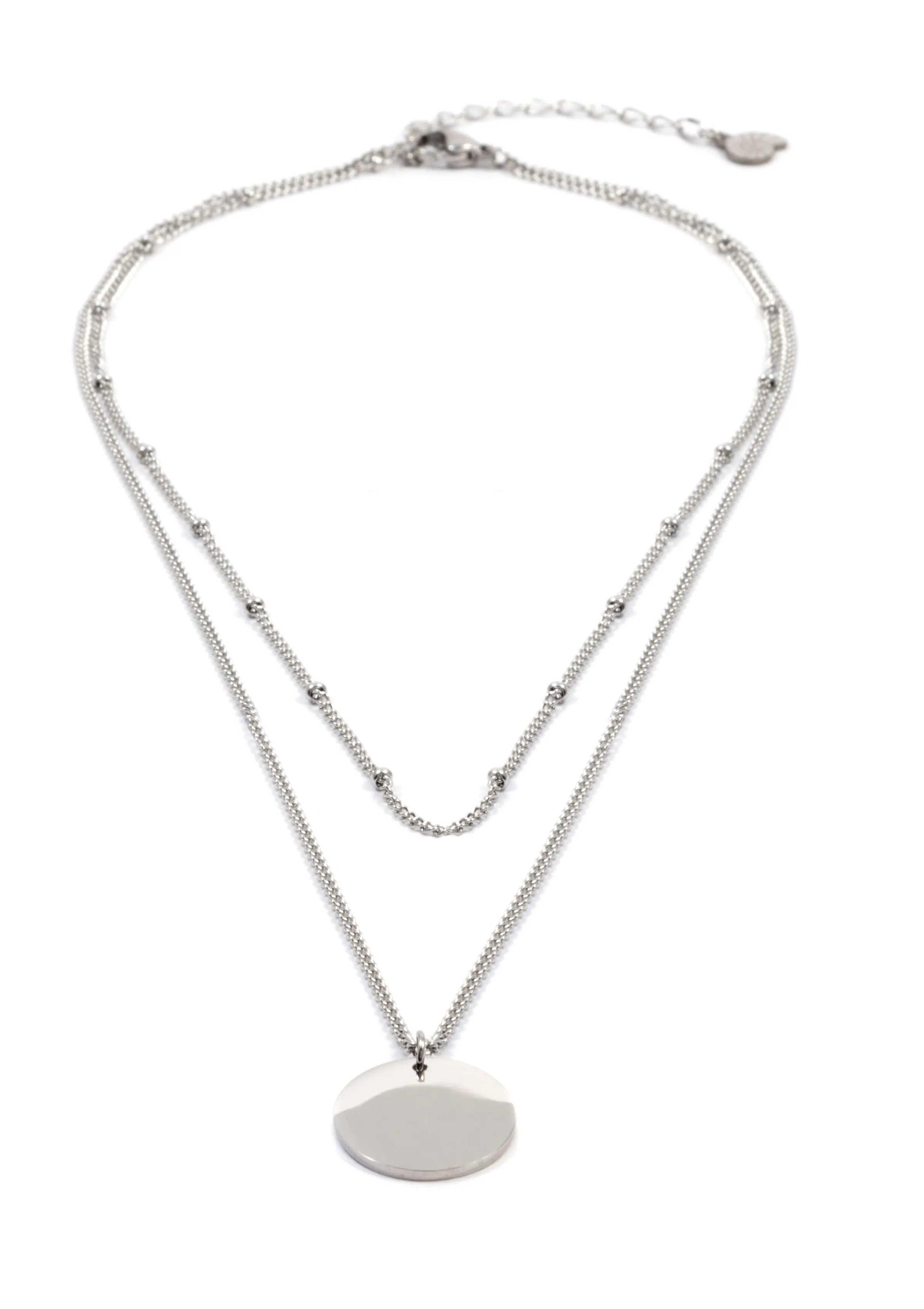 Layered Circle Necklace Silver