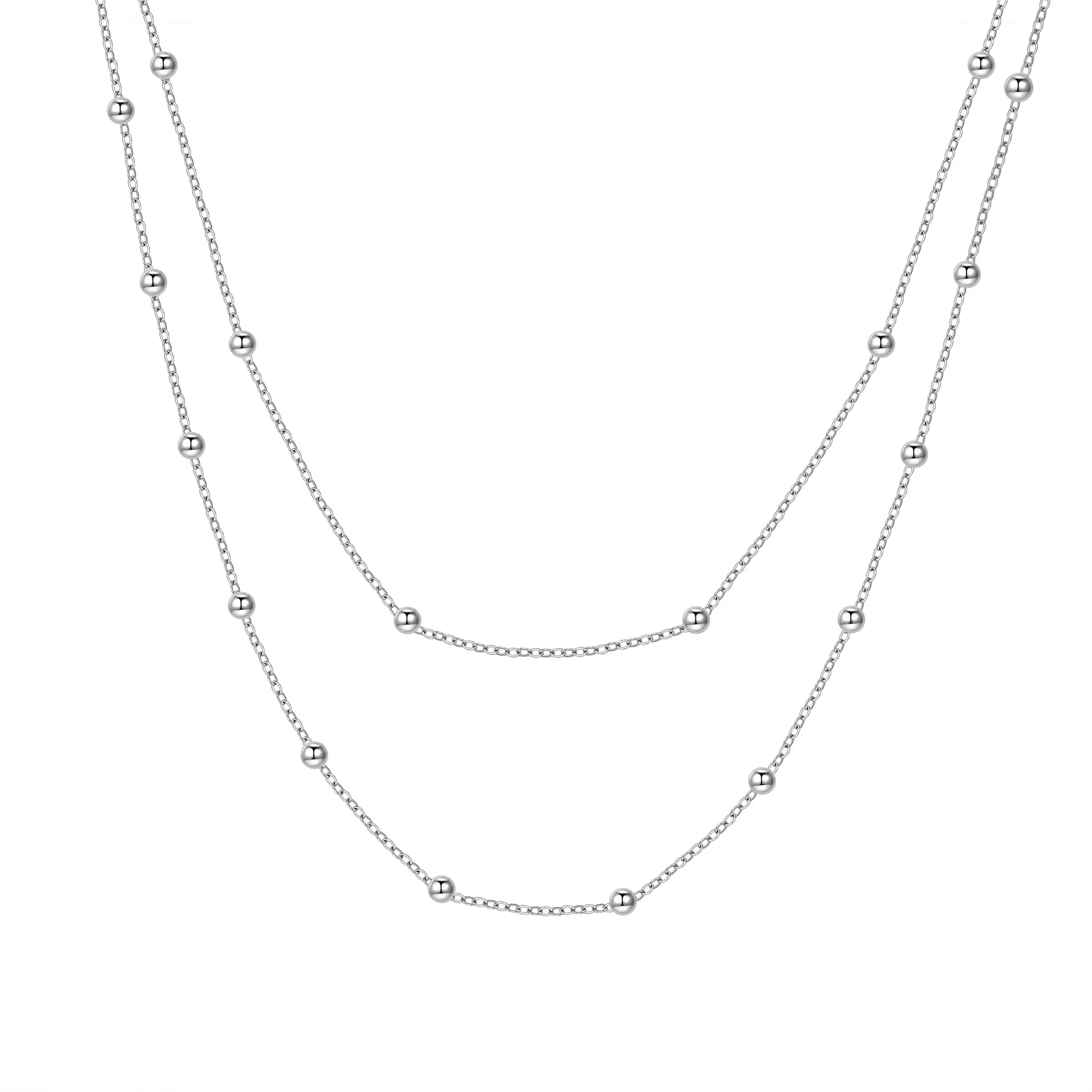 Layered Necklace Silver