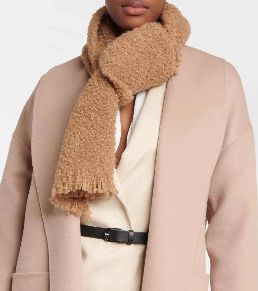 Loro Piana fluffy bouclé scarf, beige