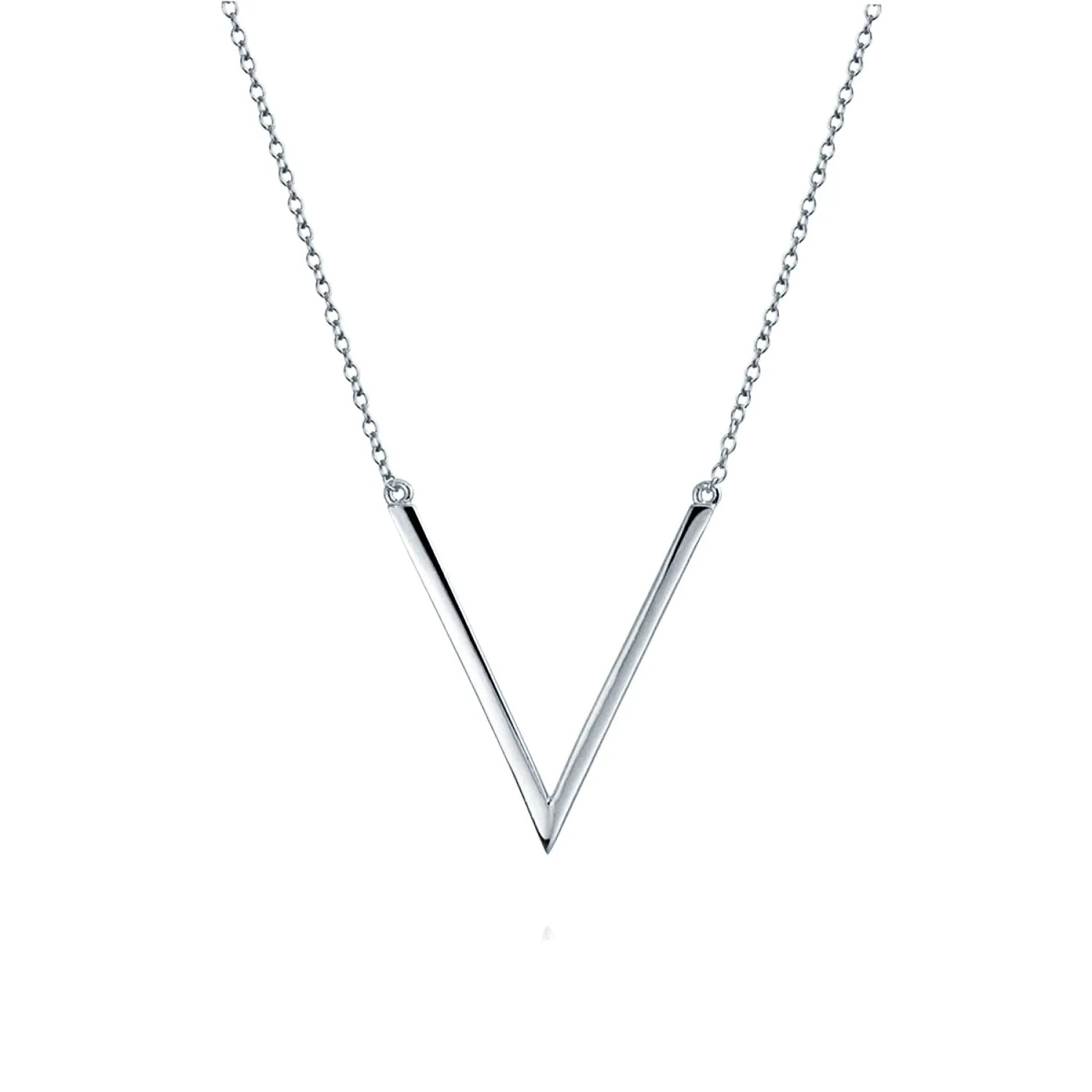 Minimalist Geometric Chevron V Pendant Necklace 14K Gold Plated Silver