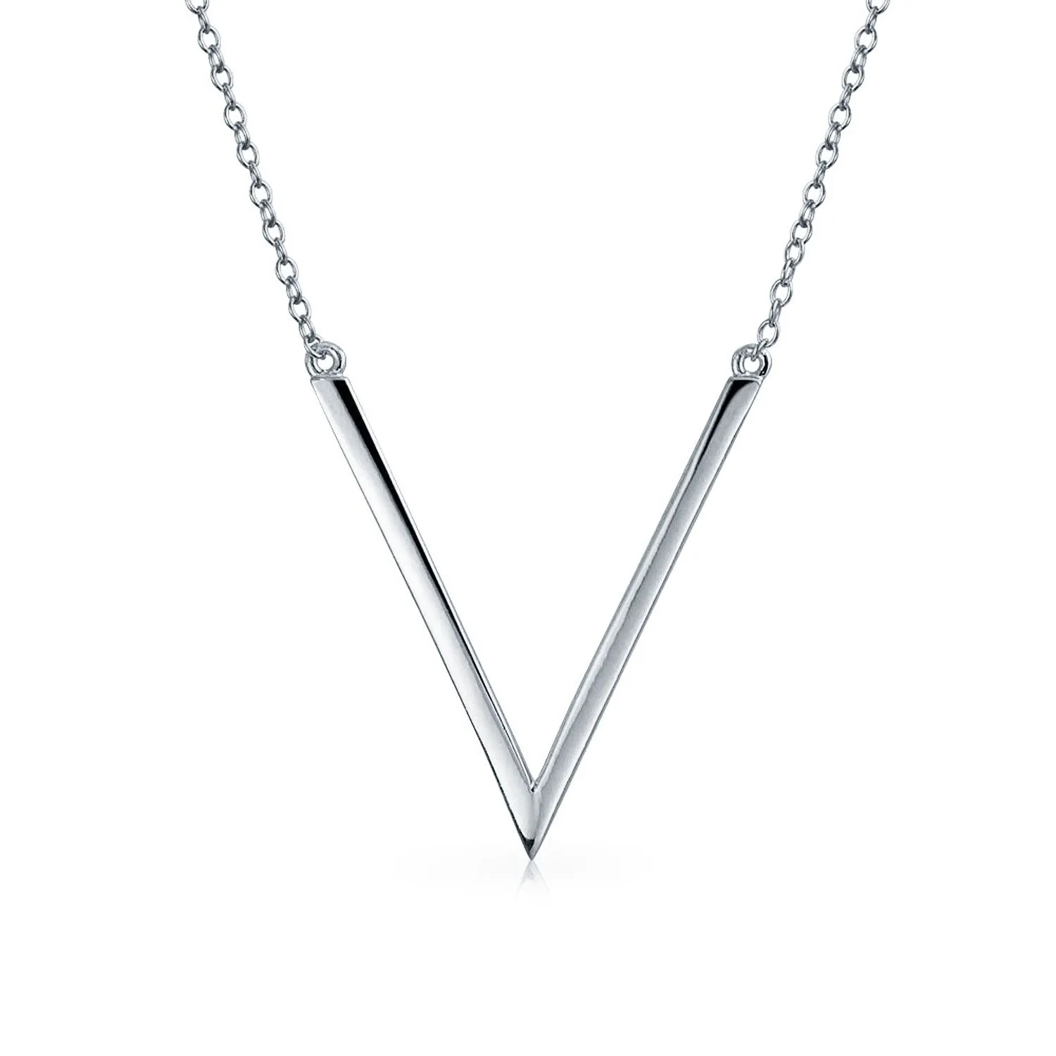 Minimalist Geometric Chevron V Pendant Necklace 14K Gold Plated Silver