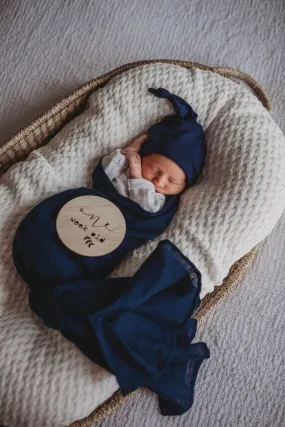 Navy Organic Muslin Wrap