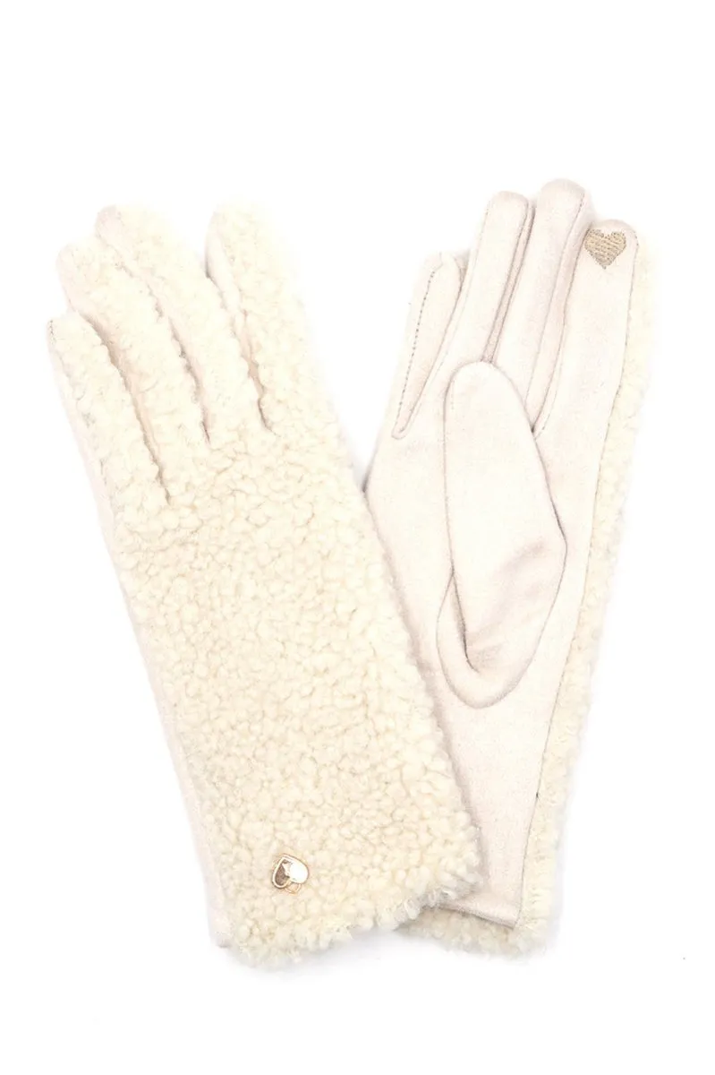 One Pair Cold Hands Warm Heart Ivory Smart Touch Gloves