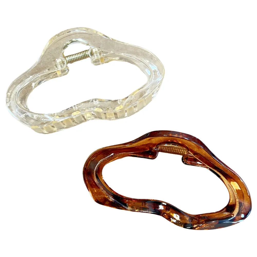 Oval Clip Set - Brown   Clear