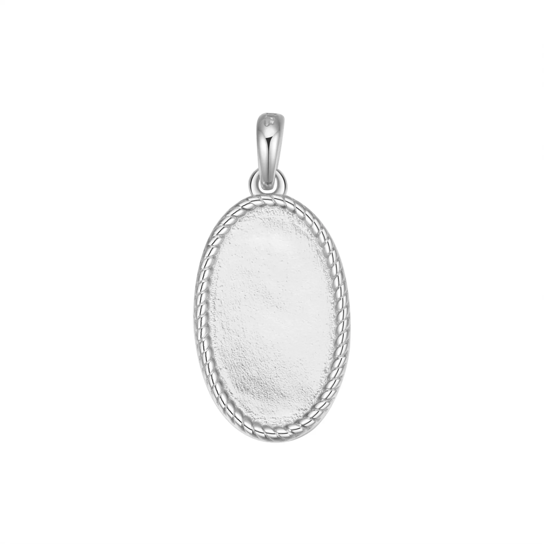 Oval Rope Pendant Necklace Sterling Silver