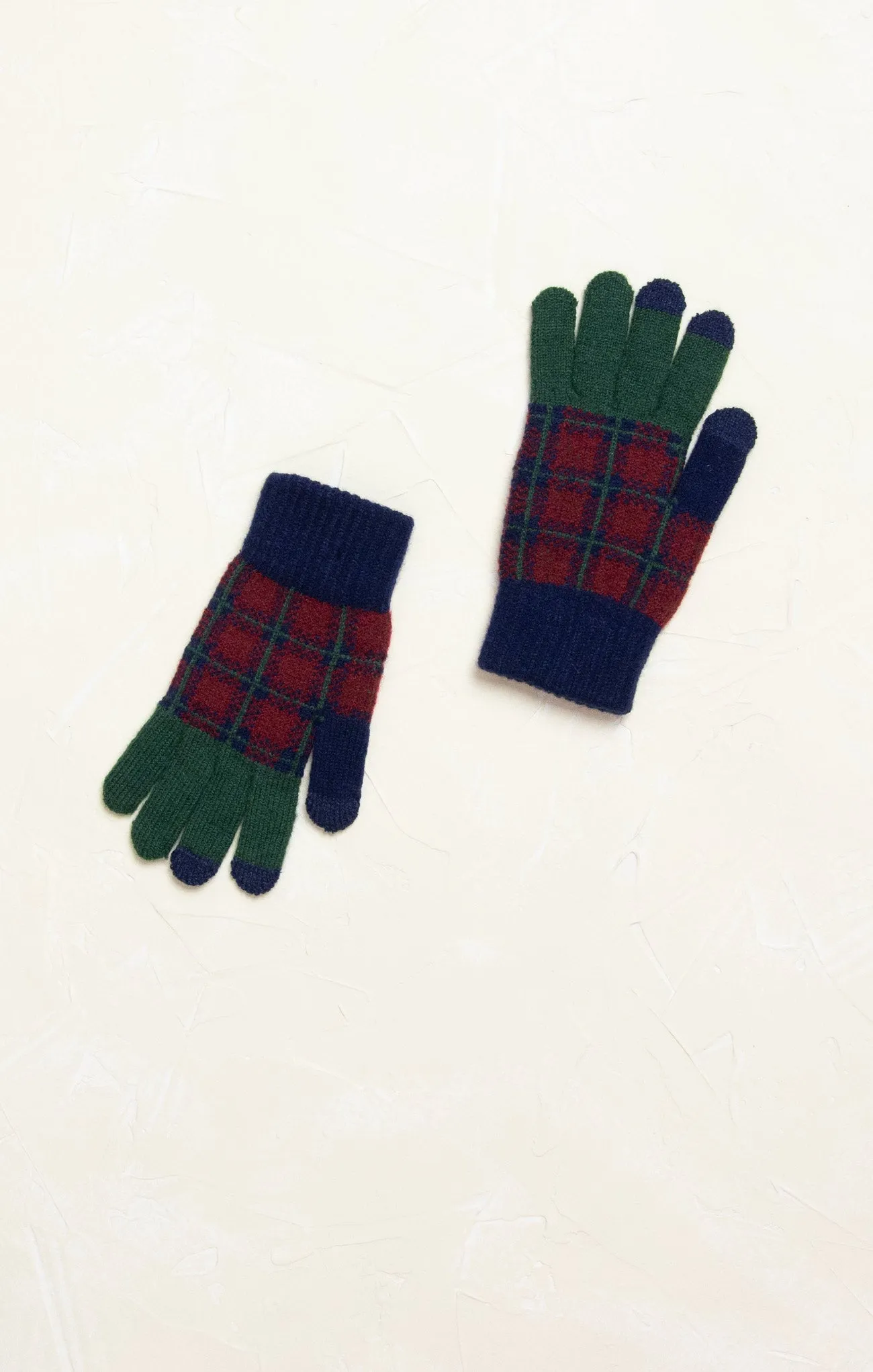 Plaid Knit Gloves