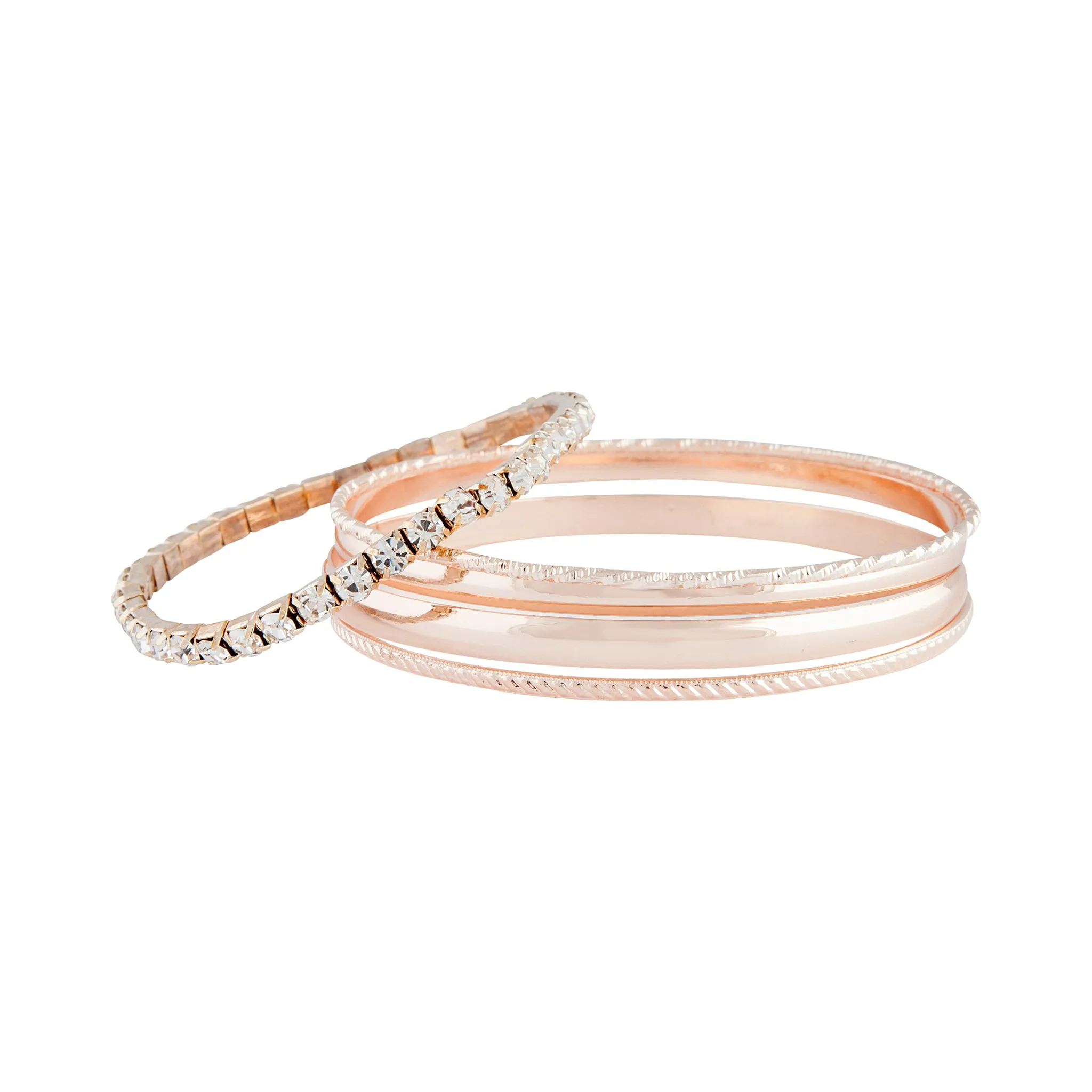 Rose Gold Shiny Duo Bangle 5-Pack