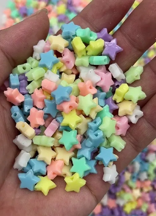 Star Beads Tiny Pastel Star Spacer Beads Blue Green Pink White Celestial Night Sky Beading Jewelry Supplies Connector Findings Charm Shiny