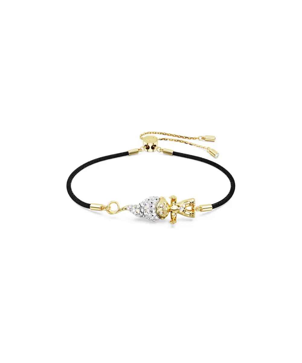 SWAROVSKI GOOD LUCK TROLLS BRACELET, TROLL,WHITE,GOLD-TONE PLATED