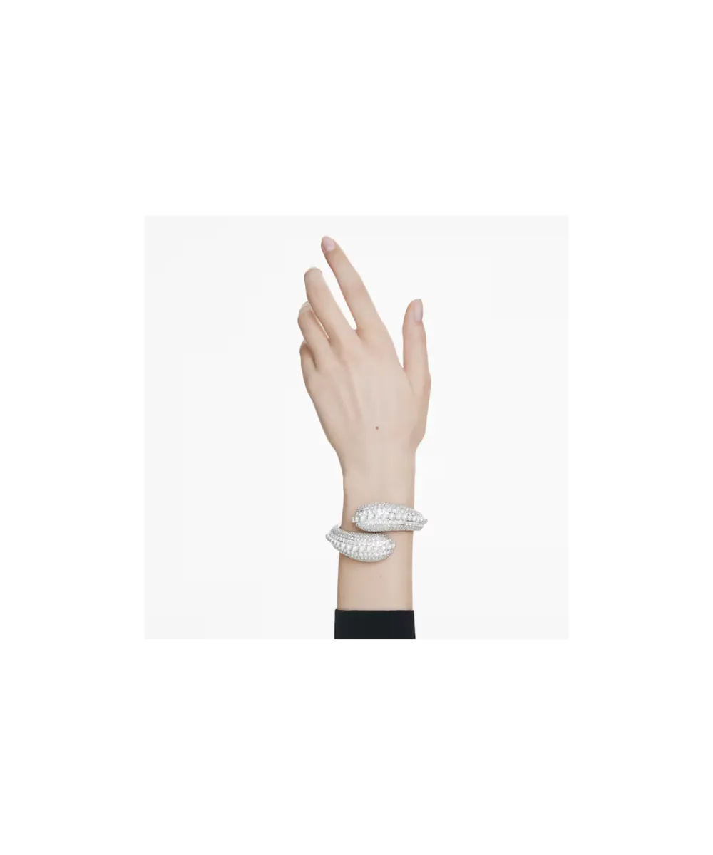 SWAROVSKI SUBLIMA CUFF, STATEMENT, CRYSTAL PEARL, ROUND CUT, WHITE, RHODIUM PLATED