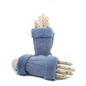 Women's lambskin fingerless in light blue color