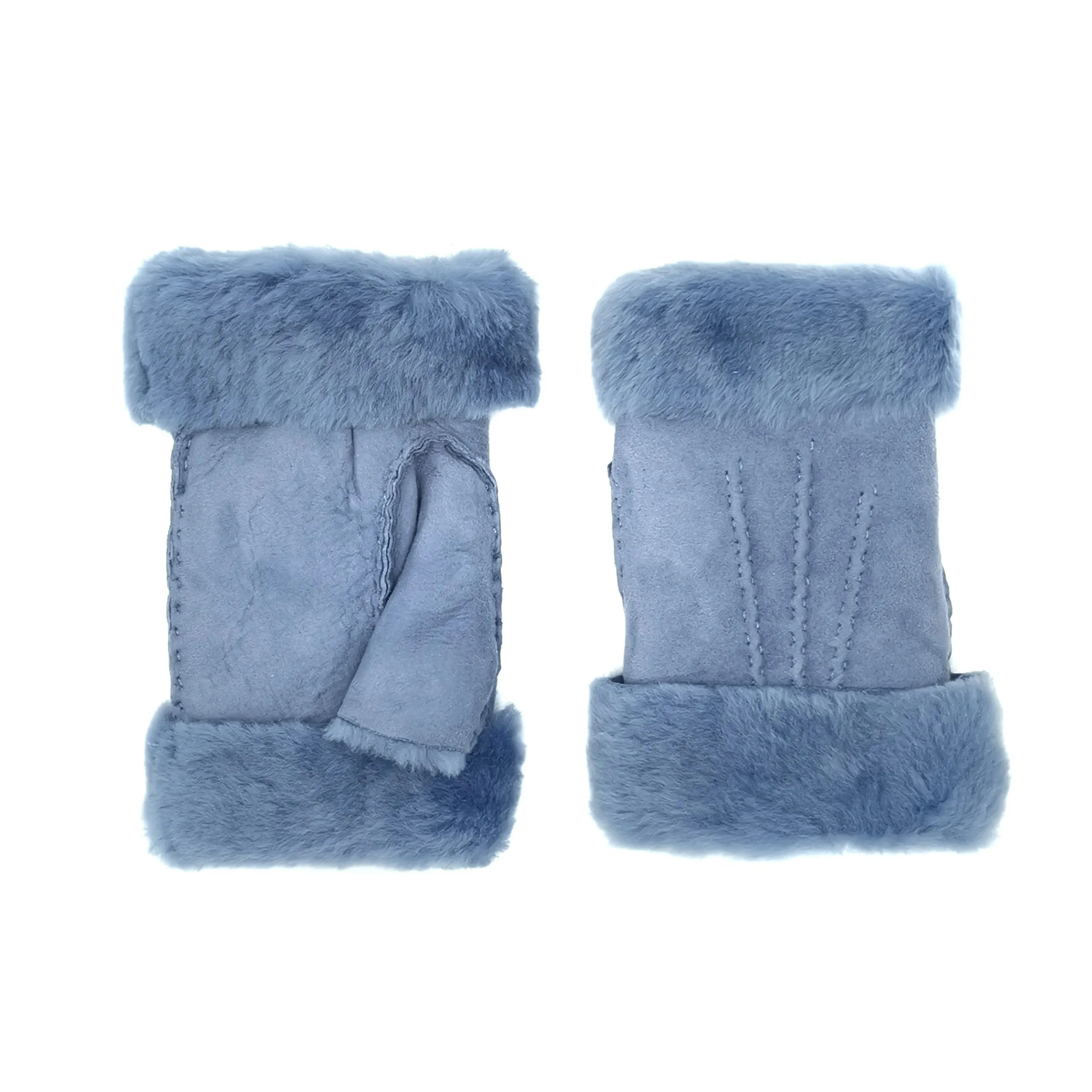 Women's lambskin fingerless in light blue color