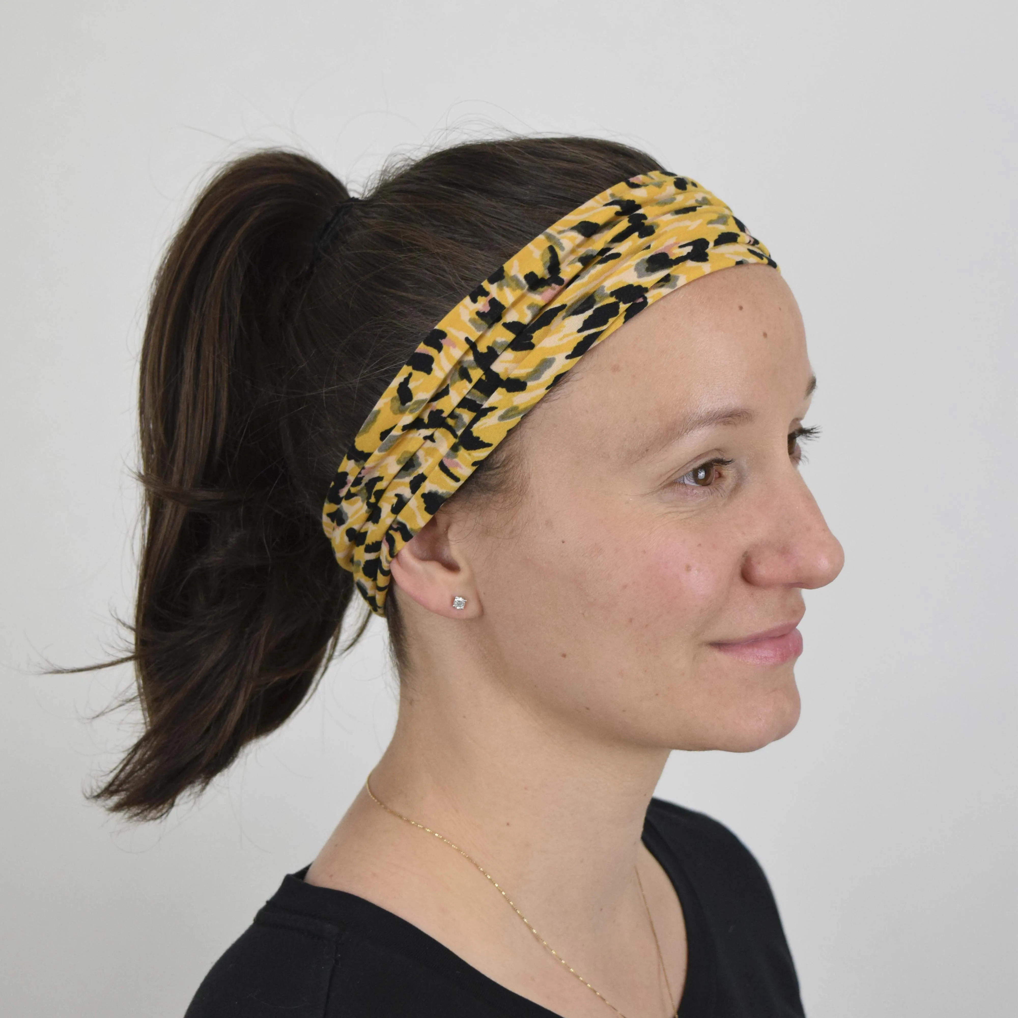 Yellow Funky Cheetah Wide Headband